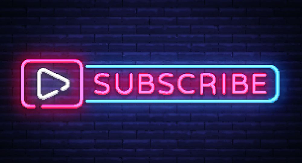 Subscribe button Neon Signboard Vector. Follow Me neon sign, design template, modern trend design, night neon signboard, night bright advertising, light banner, light art. Vector illustration